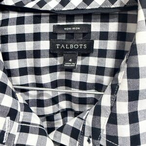 Talbots Navy and White Checkered Men's Shirt
